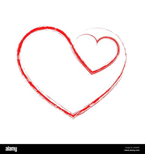 Abstract Hand Drawn Hearts Vector Illustration Red Heart Icon The