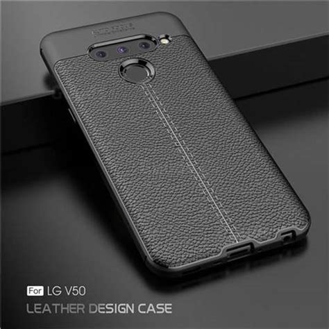 Luxury Auto Focus Litchi Texture Silicone TPU Back Cover For LG V50