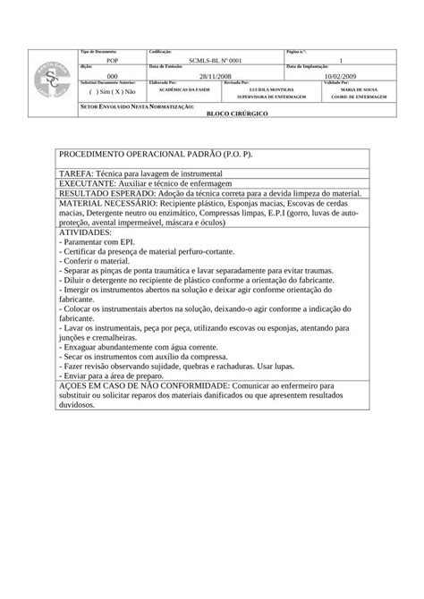 Pdf Procedimento Operacional Padr O P O P Pdf Filesupervisora