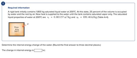 Solved Required Information A Rigid Tank Initially Contains Chegg