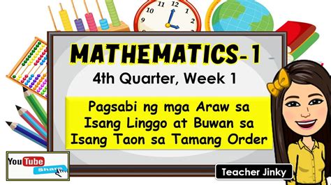 Math Week Quarter Pagsabi Ng Mga Araw Sa Isang Linggo At Buwan Sa