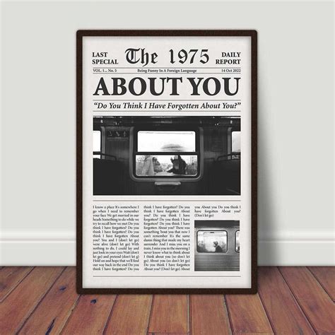 About You Lyrics The 1975 Retro Newspaper Poster, The 1975 Band Poster