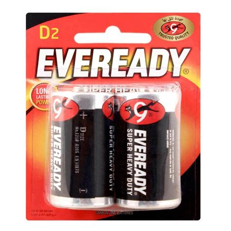 Eveready Super Heavy Duty D Sizer20 Carbon Zinc Batteries 2pcs Online