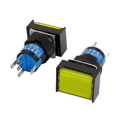 Interruptor de botón Rectangular amarillo con enganche lámpara de 24V