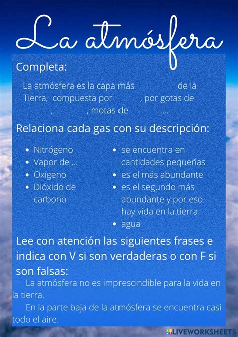 La Atmósfera Online Pdf Exercise For Tercero De Primaria Live Worksheets