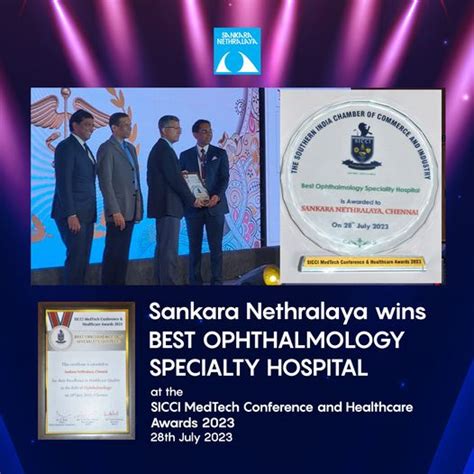 Sankara Nethralaya Wins Best Ophthalmology Specialty Hospital Sankara Nethralaya A Mission