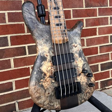 Spector Usa Ns 5xl 5 String Buckeye Burl Top Swamp Ash Body Roasted Maple Neck Pale Moon