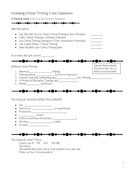 Handout Critical Thinking One Hour Gifted Guru