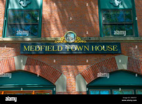 Town Hall On Main Street At The Town Center Of Medfield In Boston Metro