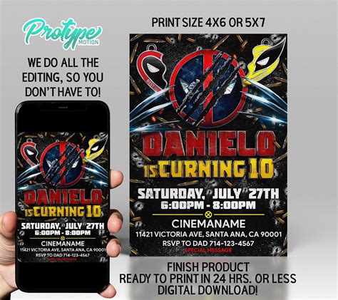 Free Deadpool Invite Deadpool 3 Wolverine Invite Birthday Invitation