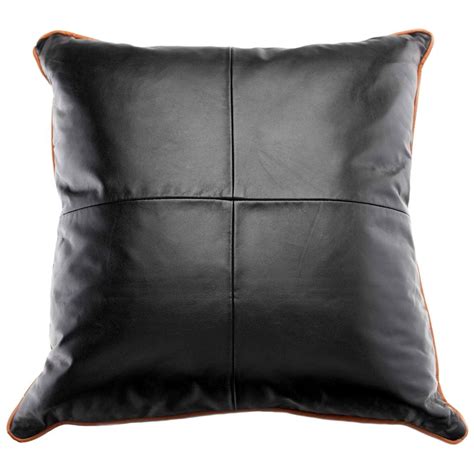 Black Leather Pillow with Leather Cross Stitch For Sale at 1stDibs