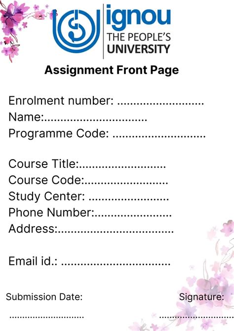 Ignou Assignment Front Page Download In Pdf 2022 2023