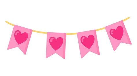 Festive Garland Of Flags With Hearts Wedding And Valentine Day Concept