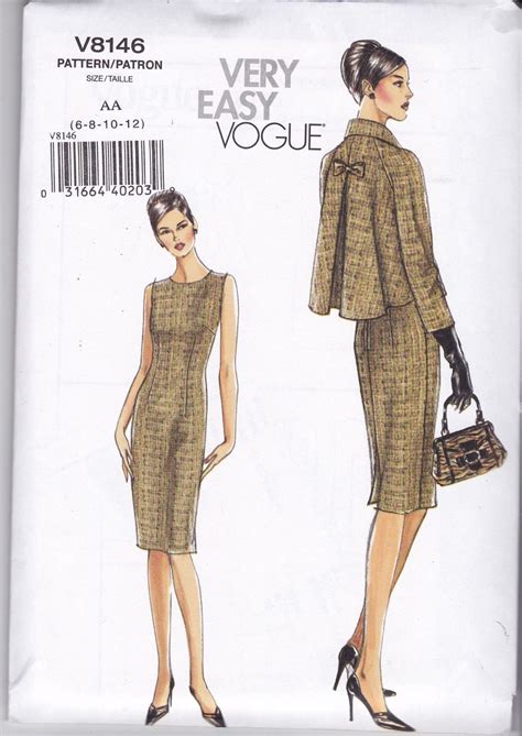 Very Easy Vogue Sewing Pattern Misses Jacket Dress Sizes