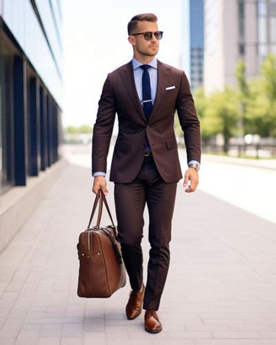 Chocolate Brown Suit With Light Blue Shirt Hockerty