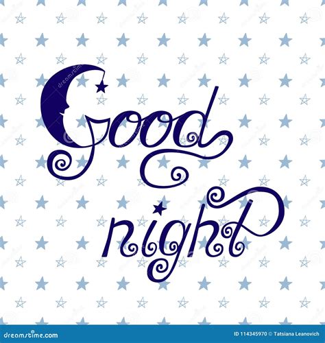 Good Night Word Written In Calligraphy Style Handwritten Script Stock