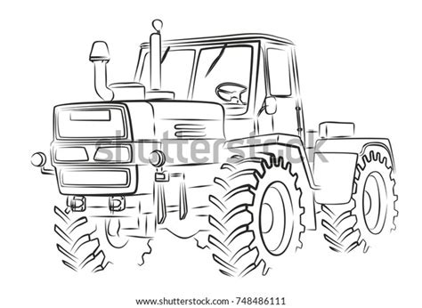 Tractor Sketch Stock Vector Royalty Free 748486111 Shutterstock