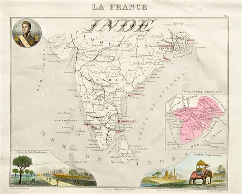 French Colonies In India, 1858 Map - Past-India