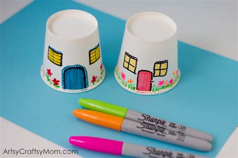 Paper Cup Miniature Village Craft Artsy Craftsy Mom