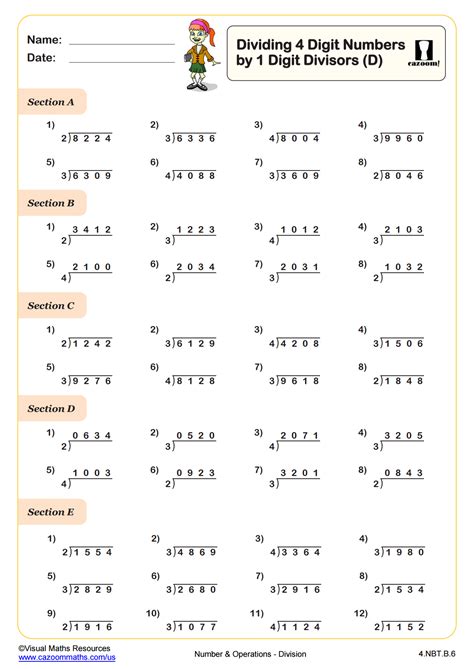 Division Worksheets Grade 4