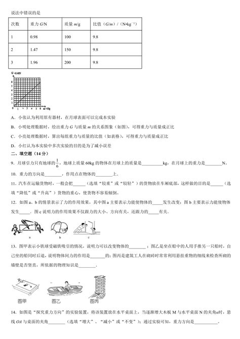 第七章 力单元测试题2021——2022学年人教版八年级物理下册（有答案）21世纪教育网 二一教育