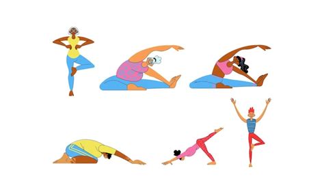 Premium Vector Set Of Women Practicing Yoga In Different Poses On White Background Vector