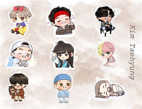 Cute Kim Taehyung Chibi Stickers Ct Etsy