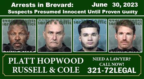 Arrests In Brevard County July Suspects Presumed Innocent