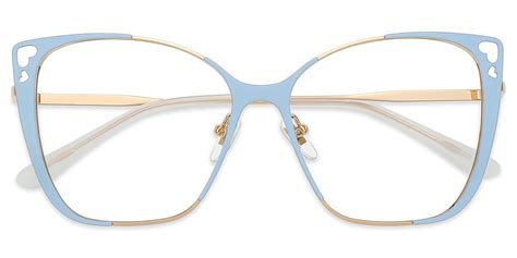 Women Glasses Medium Judy100 Blue Gold Metal Cat Eye Frame Firmoo Uk