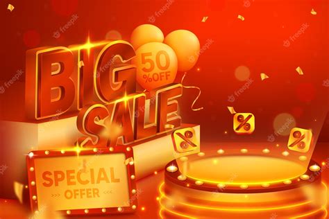 Premium Vector Big Sale 3d Text Discount Special Offer Podium