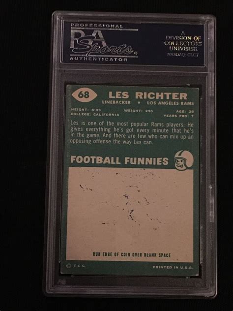 Hof Les Richter Topps Signed Autographed Card Rams Psa Dna