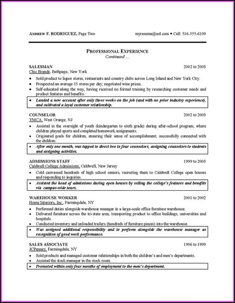 Recent College Graduate Resume Template Word