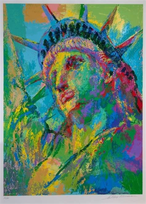 A Painting Of The Statue Of Liberty In Multi Colored Paint And Acrylic