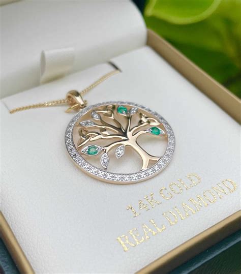 Buy K Gold Diamond And Emerald Tree Of Life Pendant Online