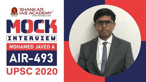 Mohammad Javed Air 493 Upsc Topper Ias Topper 2020 Mock Interview