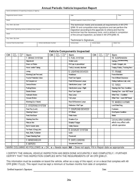 Free Printable Truck Inspection Form - Printable Forms Free Online