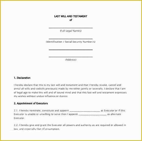 Last Will And Testament Template Microsoft Word