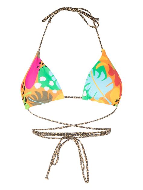 Buy IT S NOW COOL Graphic Print Wraparound Bikini Top Orange At 35