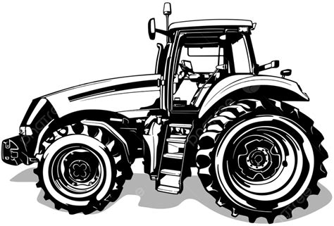 Dessin De Tracteur Agricole De Vue Lat Rale Illustration Noire Isol E