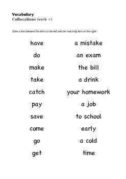 ESL English - The Use of Collocations (Level: Elementary) | TPT