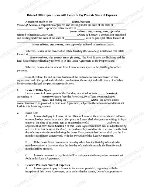 South Dakota Office Space Lease-Pay Pro-rata Share of Expenses | US