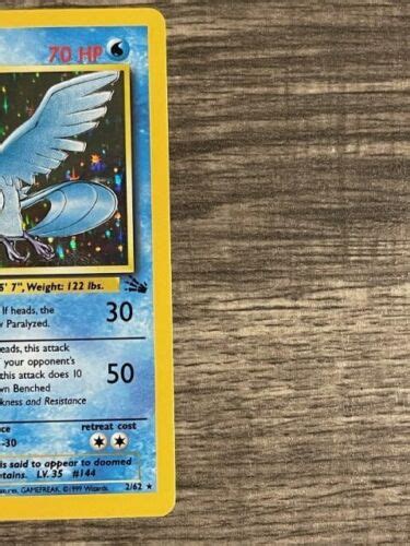 Articuno 2 62 Fossil Set Unlimited Holo Rare WOTC 1999 Pokémon TCG Card