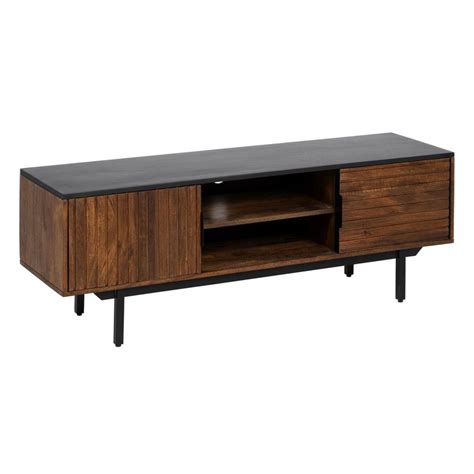 Meuble TV En Bois De Manguier Marron Et Noir 140 X 40 X 50 Cm Abner