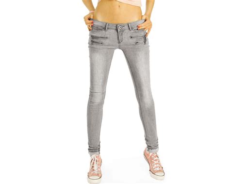 Be Styled Skinny Jeanshose Hüftjeans Mit Reißverschlussapplikationen