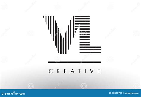 Vl V L Black And White Lines Letter Logo Design Stock Vector