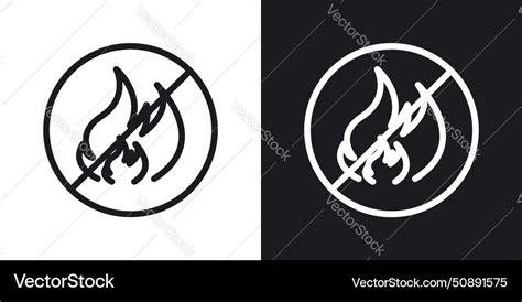 No Fire Sign Icon Set Flame And Burn Ban Symbol Vector Image