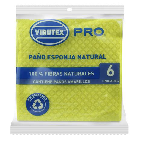 Paño Virutex Esponja Absorbente Amarillo Natural 6 Unidades