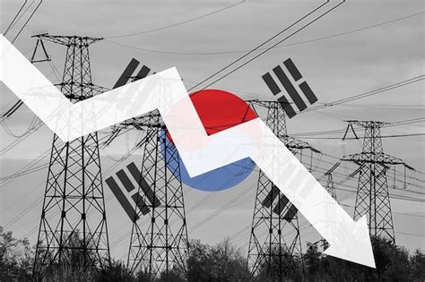 Premium Photo Power Line And Flag Of South Korea Energy Crisis