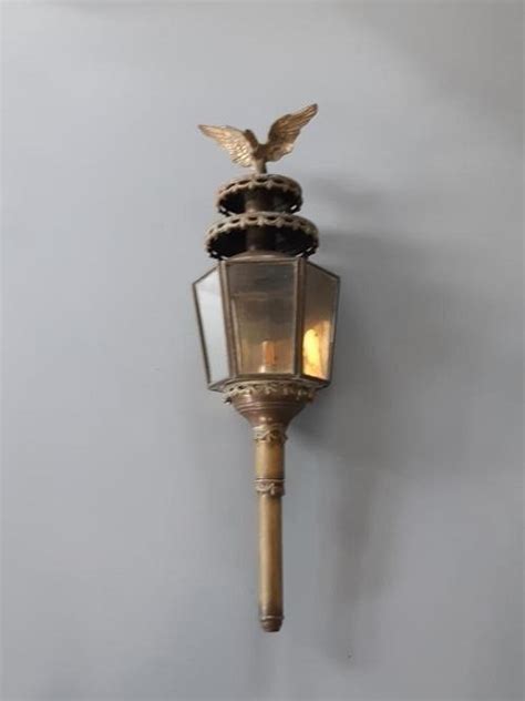 Lamp Grote Antieke Koperen Koetslamp Met Adelaar Uit 1920 Koper