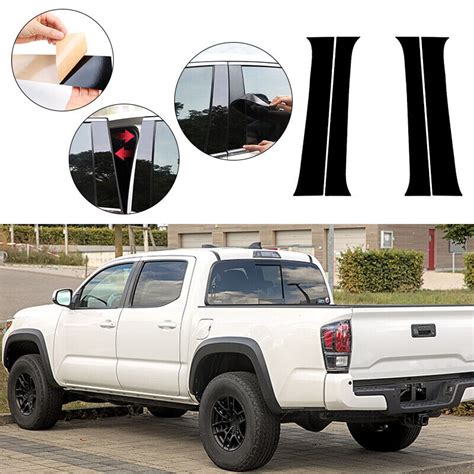 Fit For Toyota Tacoma Gloss Black Window Pillar Posts Trim